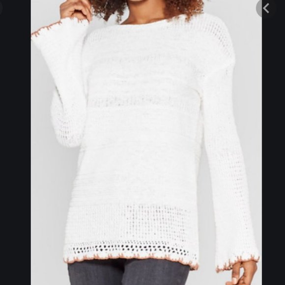 Knox Rose Bell Sleeve Knit Sweater Beige Size XL